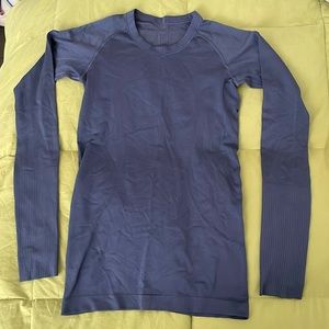Lululemon swiftly tech long sleeve; blue slate; size 4